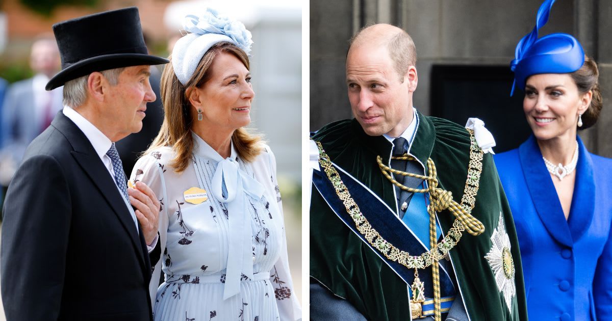 (L) Michael and Carole Middleton attend Day two of Royal Ascot; (R) Prince William and Kate Middleton depart a national service of thanksgiving in Scotland. Cover Image Source: Getty Images | (L) Max Mumby; (R) Samir Hussein