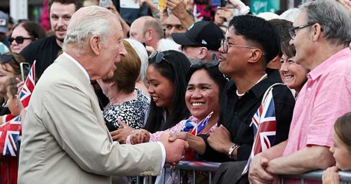 King Charles meets well-wishers during a walkabout on July 22, 2025, in Newmarket. (Cover Image Source: Getty Images| Darren Staples - WPA Pool)
