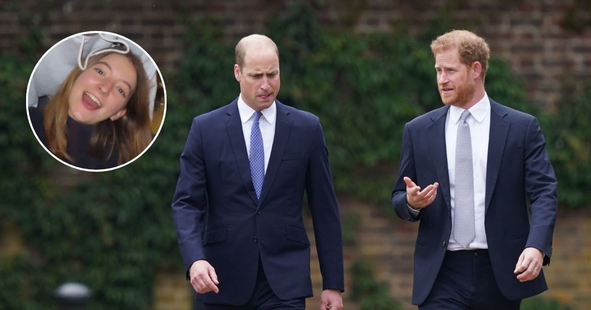 Prince William and Prince Harry arrive for the unveiling of a statue they commissioned of their mother, Diana; (Inset) Rosie Roche smiling at the camera. Cover Image Source: Getty Images | Yui Mok; (Inset) Facebook | Rosie Roch