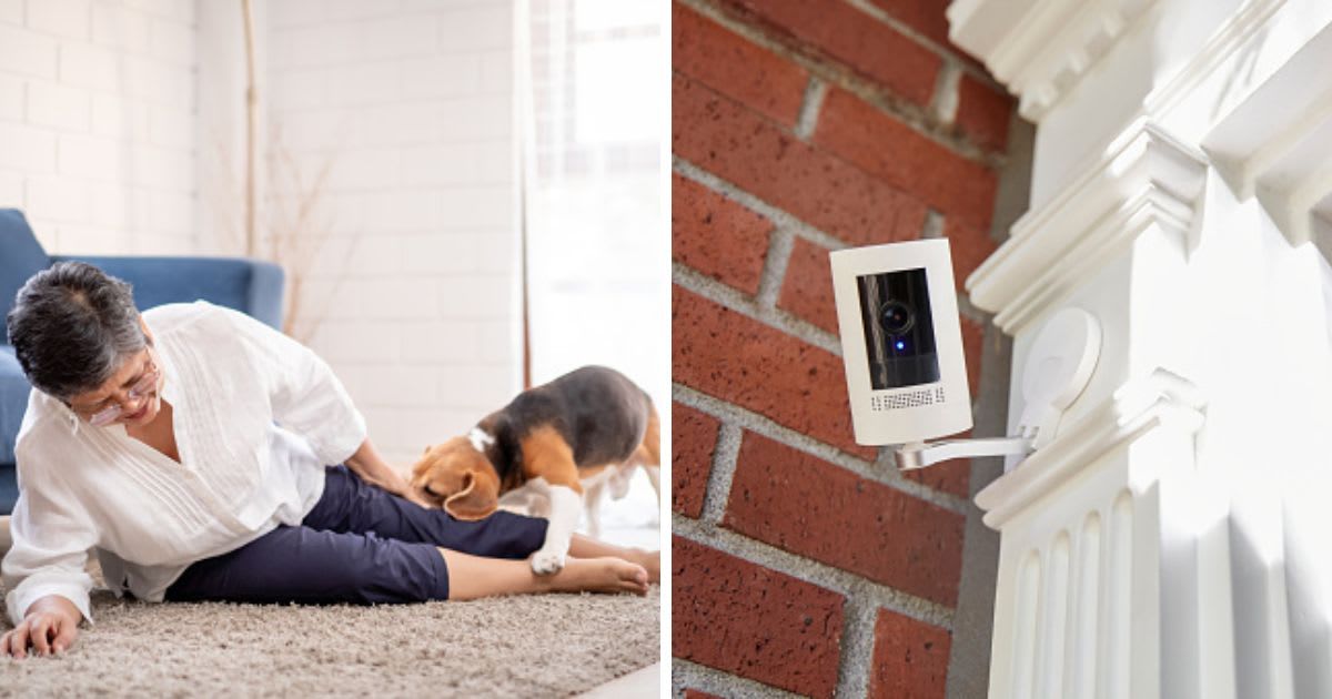 (L) A dog try to help senior female falling on the ground, (R) An outdoor home security smart home. (Representative Cover Image Source: Getty Images | (L) Kawee Srital-on, (R)EyeWolf)