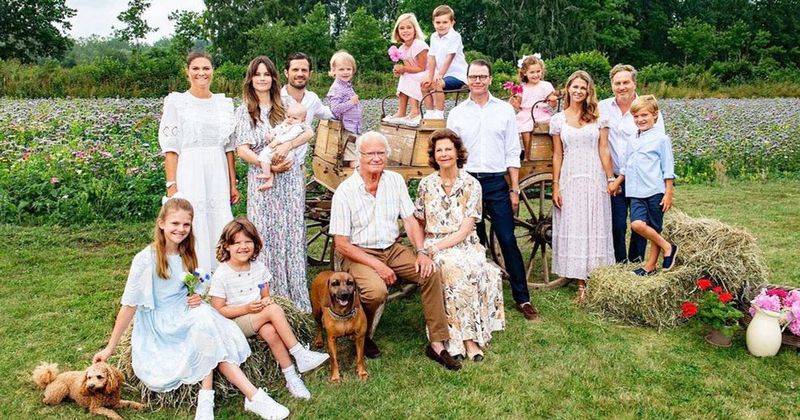 Family Reunion! King Carl XVI Gustaf & Queen Silvia Of Sweden Pose With Their 3 Children & 8 Grandchildren — See The Photo
