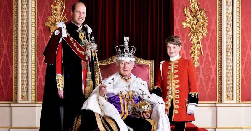 King Charles III Poses for Portrait With Future Successors Prince William and Prince George