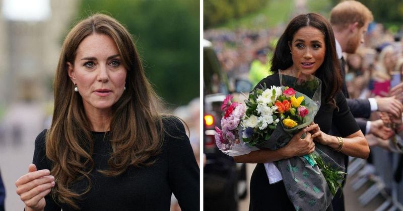 Kate Middleton 'Stares' Down Meghan Markle After Queen Elizabeth's Death: Watch