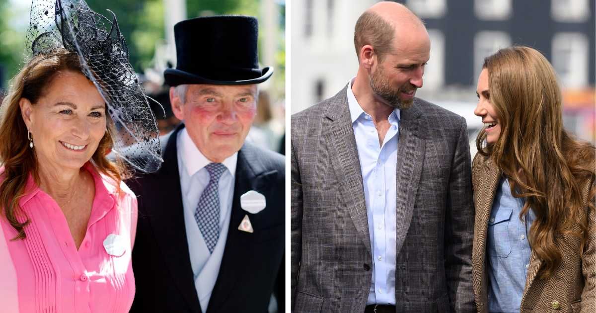 (L) Michael and Carole Middleton attend day 2 of Royal Ascot 2024; (R) Kate Middleton and Prince William during a tour of an artisan market in Tobermory, Scotland. Cover Image Source: Getty Images | Photos by (L) Max Mumby/Indigo; (R) Karwai Tang