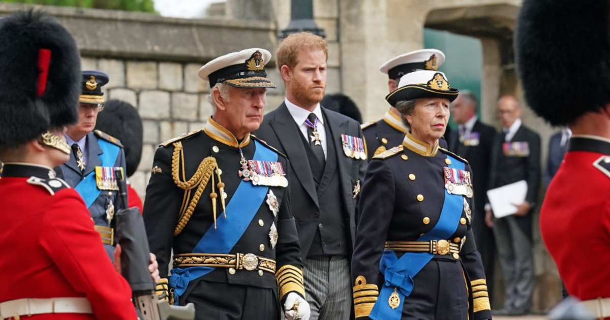 Prince Harry, Princess Anne, and King Charles arrive at the Committal Service held at St George's Chapel. (Cover Image Source: Getty Images| Kirsty O'Connor - WPA Pool)