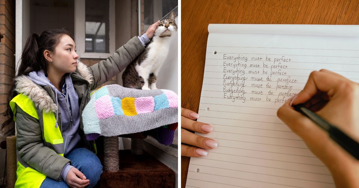 (L) Teenager girl volunteering at an animal shelter in the North East of England; (R) Repetitive sentences. (Representative Cover Image Source: Getty Images | Photo by (L) Sol Stock; (R) Vesi 127)