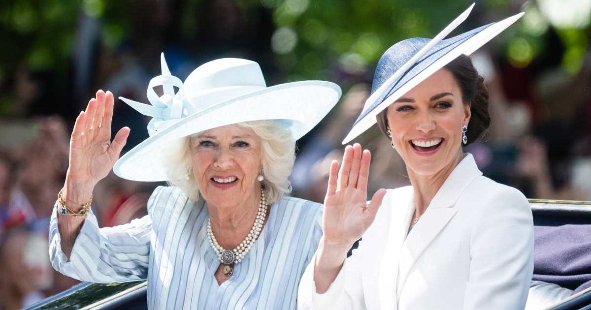Queen Camilla and Kate Middleton travel by carriage at Trooping the Color on June 02, 2022. (Cover Image Source: Getty Images | Samir Hussein)