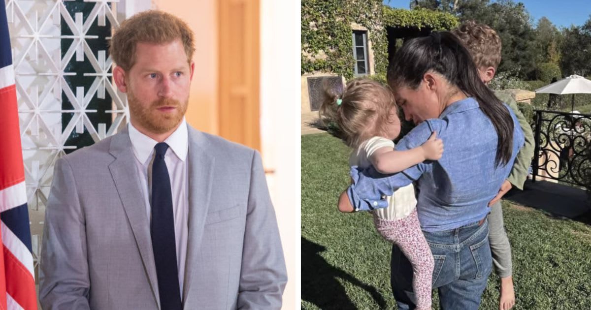 (L) Prince Harry delivers a speech in Luanda, Angola; (R) Meghan Markle cuddles Archie and Lilibet in a garden. Cover Image Source: (L) Getty Images |Dominic Lipinski - WPA Pool; (R) Instagram | @meghan