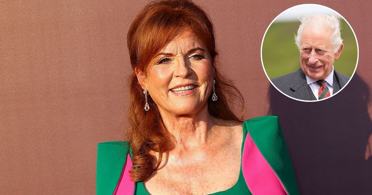 Sarah Ferguson attends the 3rd Knights Of Charity Gala; (Inset) King Charles arrives for a reception for Caithness Communities in Scotland. Cover Image Source: Getty Images| Marc Piasecki/WireImage; (Inset) Aaron Chown - WPA Pool