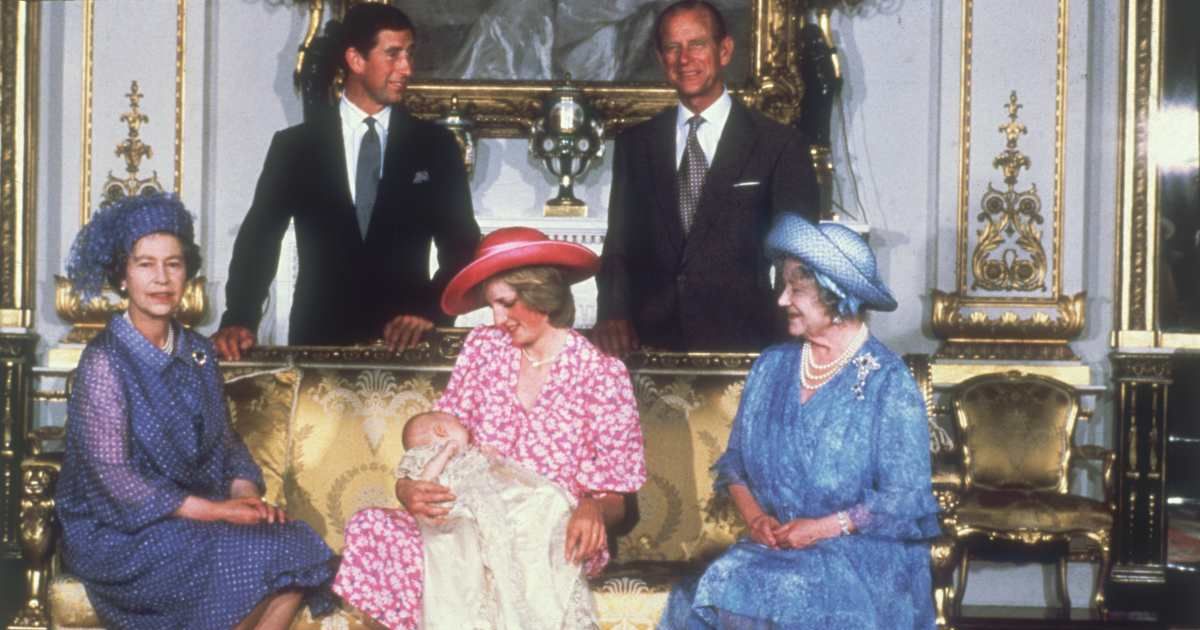 Princess Diana holding her son Prince William with Charles, Prince Philip, Queen Elizabeth II, and the Queen Mother (1900 - 2002) at Buckingham Palace. (Cover Image Source: Getty Images | Fox Photos)