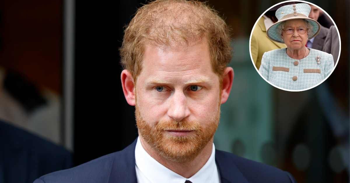 Prince Harry, Duke of Sussex departs the Rolls Building of the High Court; (Inset)Queen Elizabeth II attends the Dubai Duty Free Weekend horseracing meet at Newbury Racecourse. (Cover Image Source: Getty Images | Max Mumby/Indigo; (Inset) Indigo)