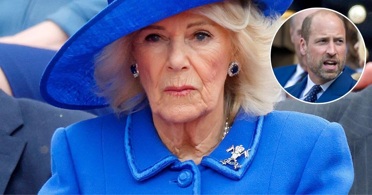 Queen Camilla attends a military procession down The Mall; (Inset) Prince William in the Royal Box for the Gentlemen's Singles Final at Wimbledon. Cover Image Source: Getty Images| Max Mumby/Indigo; (Inset) Tim Clayton