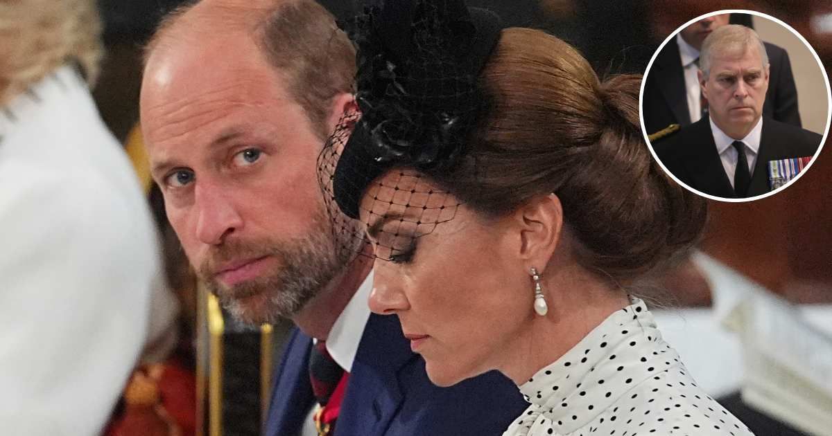Prince William and Kate attend the service of thanksgiving at Westminster Abbey; (Inset) Prince Andrew attends a commemoration service at Manchester Cathedral. Cover Image Source: Getty Images | Aaron Chown; (Inset)Christopher Furlong