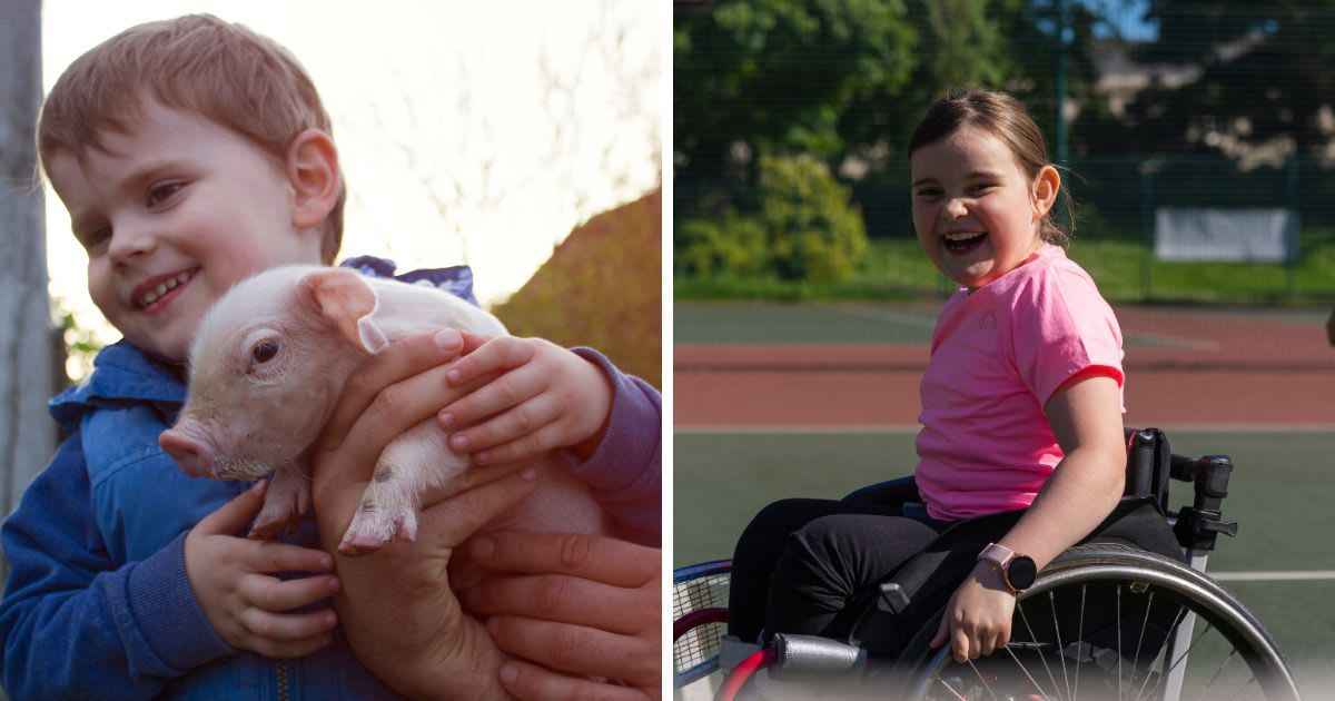 (L) Two years old boy cuddling little piglet, (R) A young girl who is in a wheelchair. (Representative Cover Image Source: Getty Images | (L)mmpile, (R) SolStock)