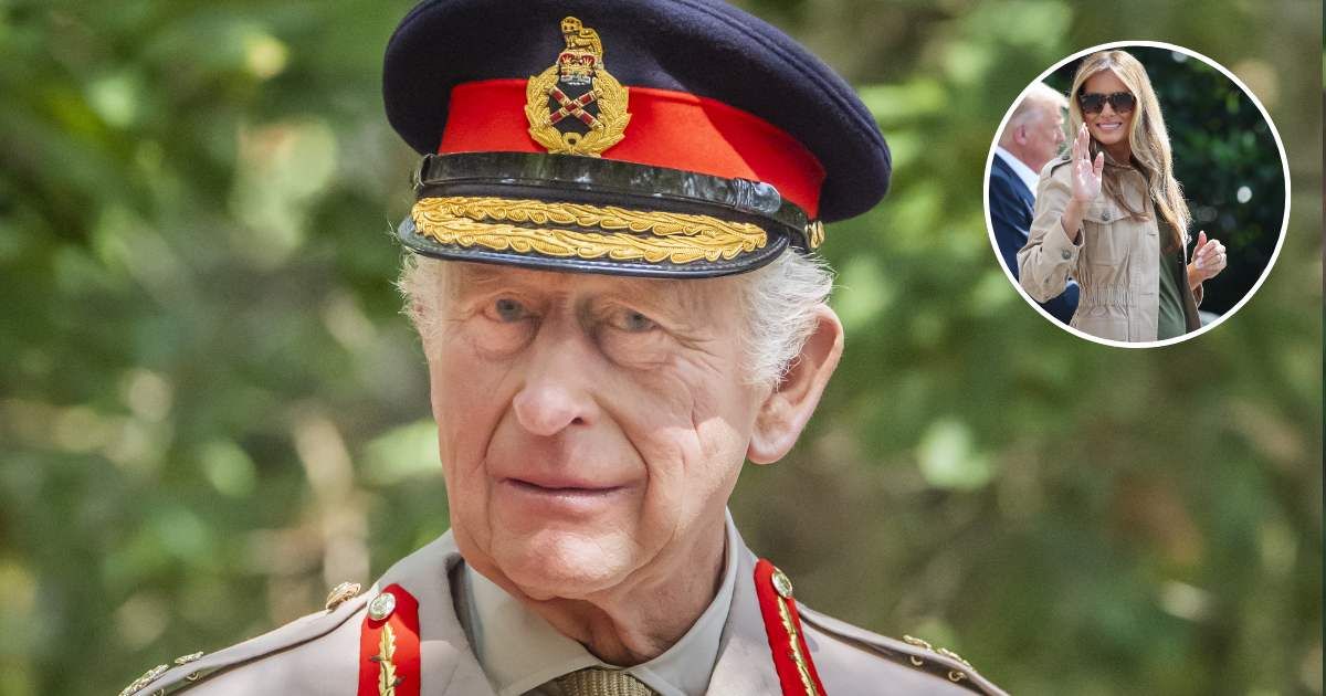 King Charles III at the National Memorial Arboretum; (Inset)First lady Melania Trump departs the White House (Cover Image Source: Getty Images | Danny Lawson; (Inset) Win McNamee)