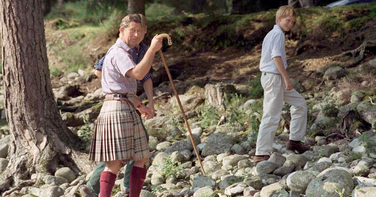 Prince Charles Carrying Shepherd's Crook Walking Stick With Prince Harry At Polvier, By The River Dee, Balmoral Castle Estate. (Cover Image Source: Getty Images | Tim Graham)