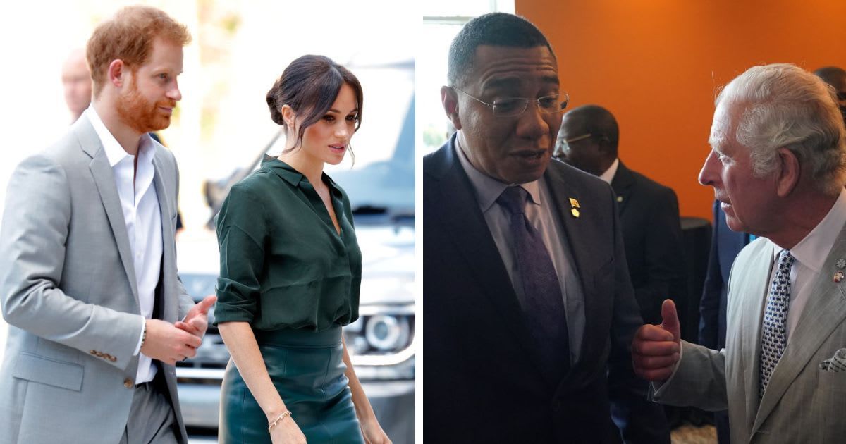 (L) Prince Harry and Meghan Markle visit the University of Chichester's Engineering and Technology Park; (R) King Charles and Andrew Holness arrive at a summit. Cover Image Source: Getty Images | (L) Max Mumby/Indigo; (R) Jonathan Brady - Pool 