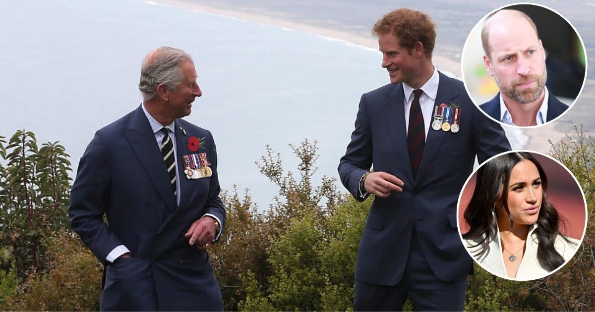 Harry and Charles at The Nek; (Inset B) Meghan attends the Invictus Games; (Inset T) William during a visit to Spiral Skills. Cover Image Source: Getty Images| Niall Carson-Pool; (Inset B) Samir Hussein/WireImage; (Inset T) Ian Vogler - WPA Pool