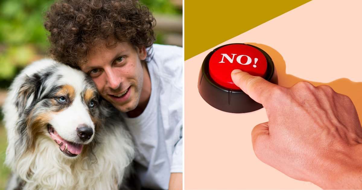 (L) A man with his pet dog. (R) A press button. (Representative Cover Image Source: Getty Images | (L) Little city lifestyle photography, (R) Juan Moyano)