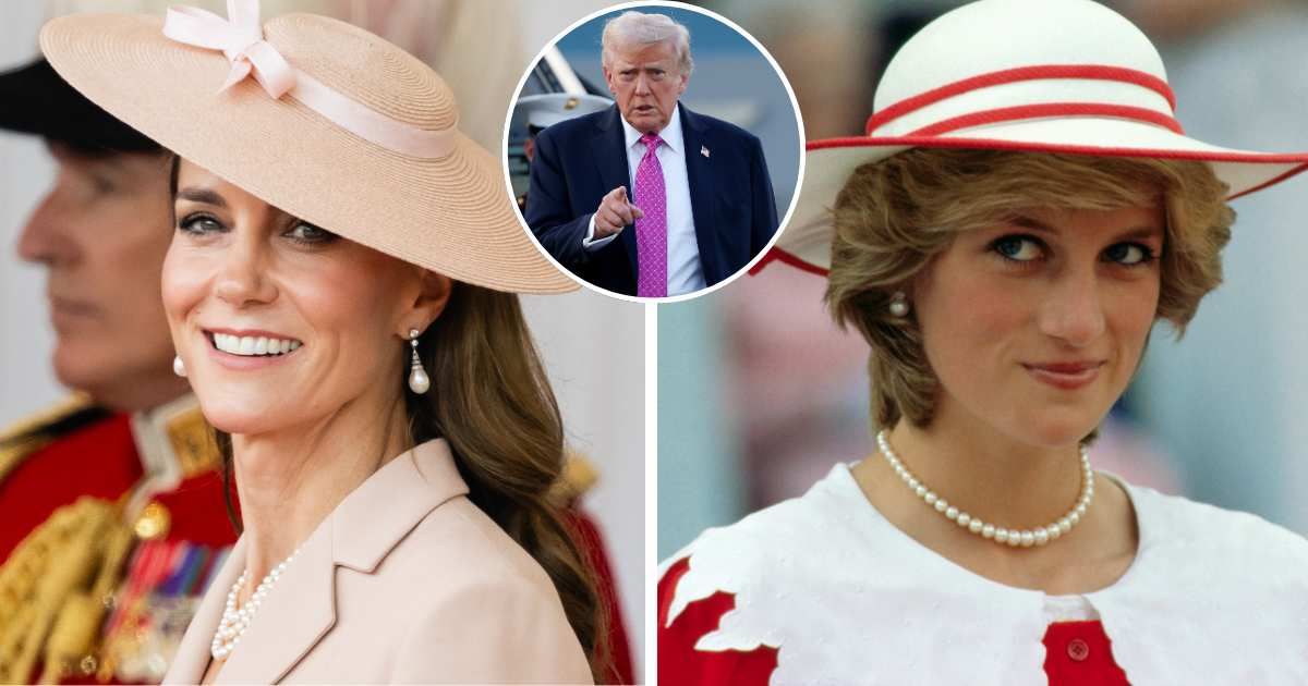 (L) Princess Kate on the Royal Dais in Windsor, (R) Princess Diana wears an outfit in the colors of Canada; (Inset) President Donald Trump walks to Air Force One. Cover Image Source: Getty Images | (L) Samir Hussein; (R) Bettman; (Inset) Kevin Dietsch