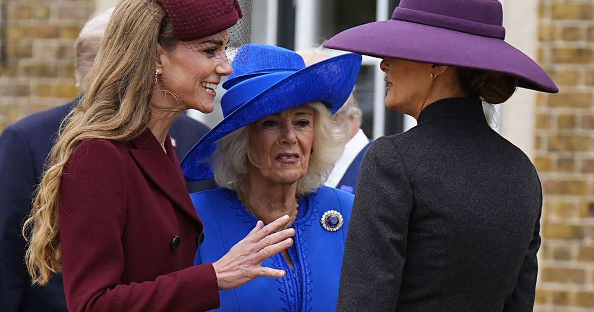 Queen Camilla, Kate Middleton, and Melania Trump engage in a conversation at Windsor Castle. (Cover Image Source: Getty Images | Aaron Chown - WPA Pool)