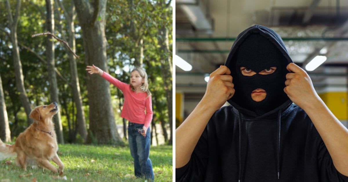 (L) Girl throwing stick to dog in park, (R) Sinister-looking young man wearing face mask. (Representative Cover Image Source: Getty Images | (L) Michael Brian, (R) Luliia Burmistrova)