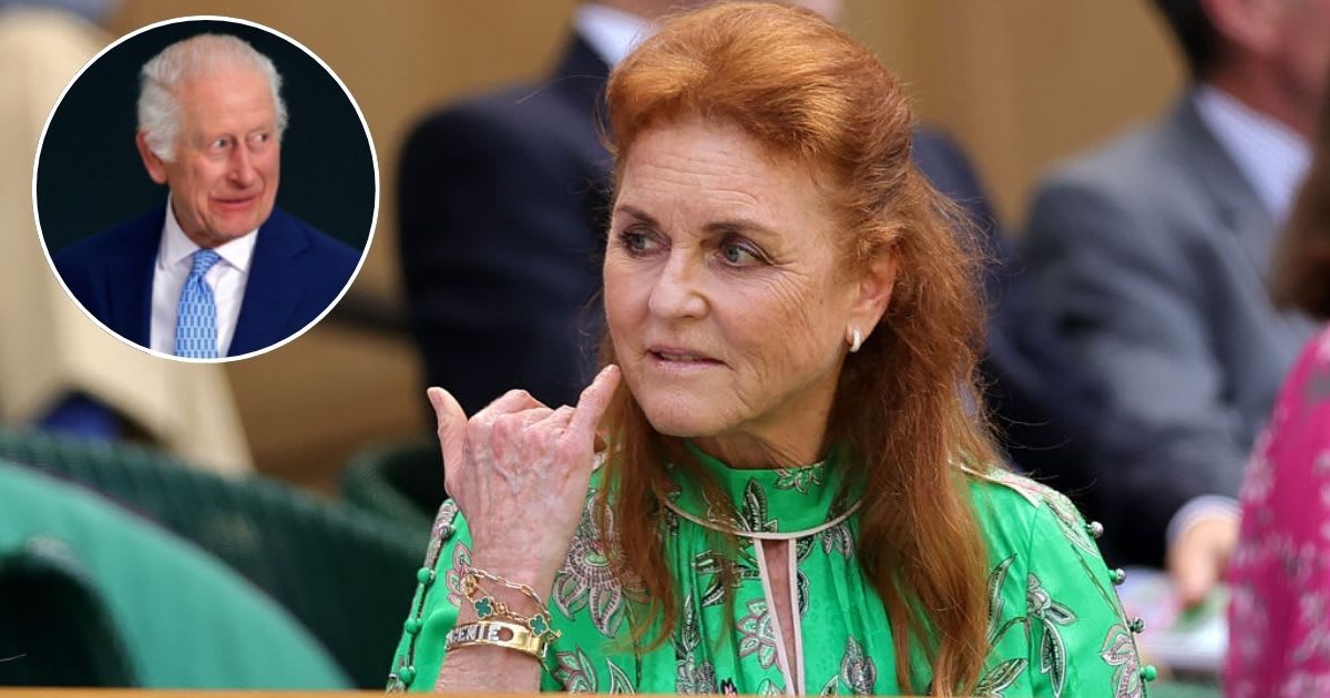 Sarah Ferguson on day one of Wimbledon 2025; (Inset) King Charles after formally opening the first Coronation Food Hub. Cover Image Source: Getty Images| Max Mumby/Indigo; (Inset) Julian Finney