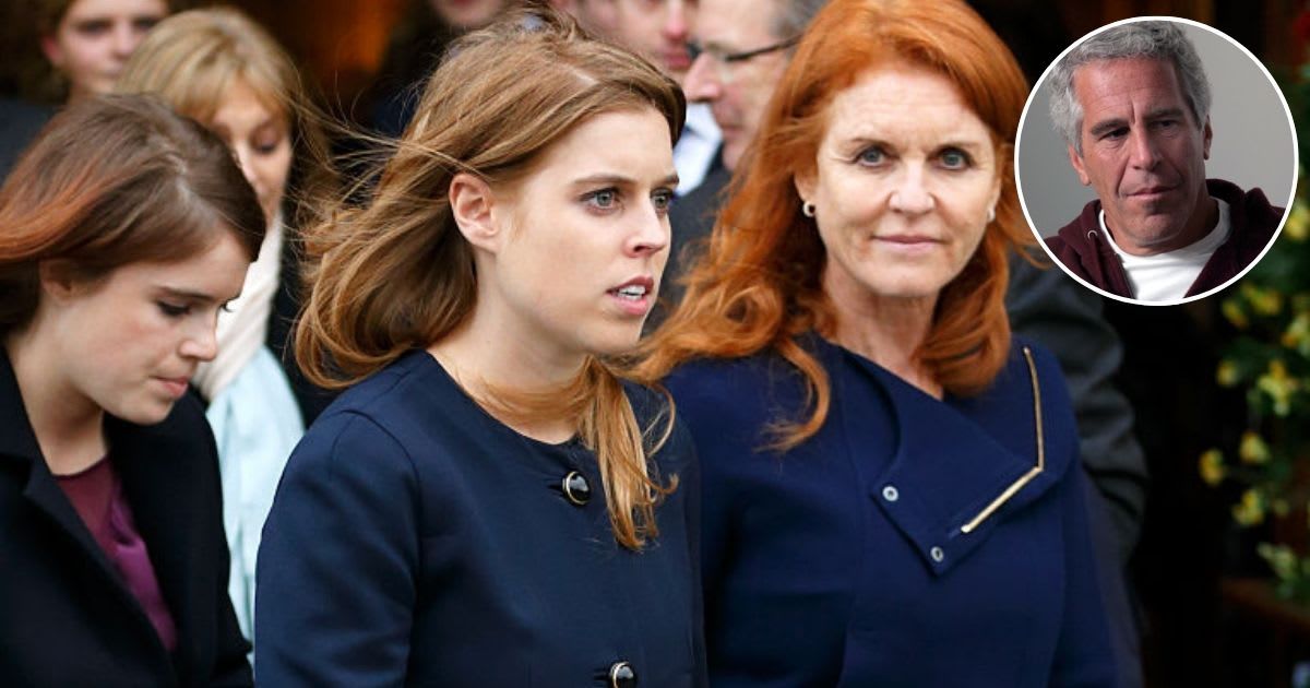 Sarah Ferguson, Princess Beatrice, and Princess Eugenie attend a memorial service for Miles Frost; (Inset) a file photo of Jeffrey Epstein. Cover Image Source: Getty Images| Max Mumby/Indigo; (Inset) Rick Friedman Photography/Corbis