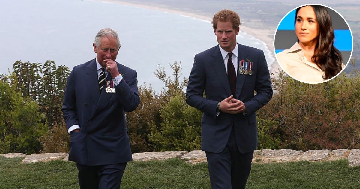Prince Harry and King Charles during a visit to The Nek; (Inset) Meghan Markle during the 2024 SXSW Conference and Festival. Cover Image Source: Getty Images | Niall Carson-Pool; (Inset) Astrida Valigorsky