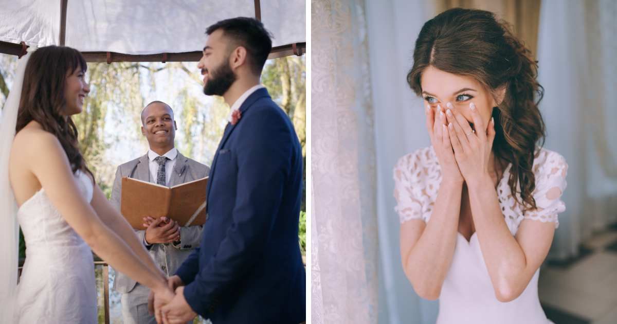 (L) Happy young couple getting married in a garden; (R) Bride smiling looking at something. (Representative Cover Image Source: Getty Images | Photo by (L) 	AlexanderFord; (R) manifeesto)