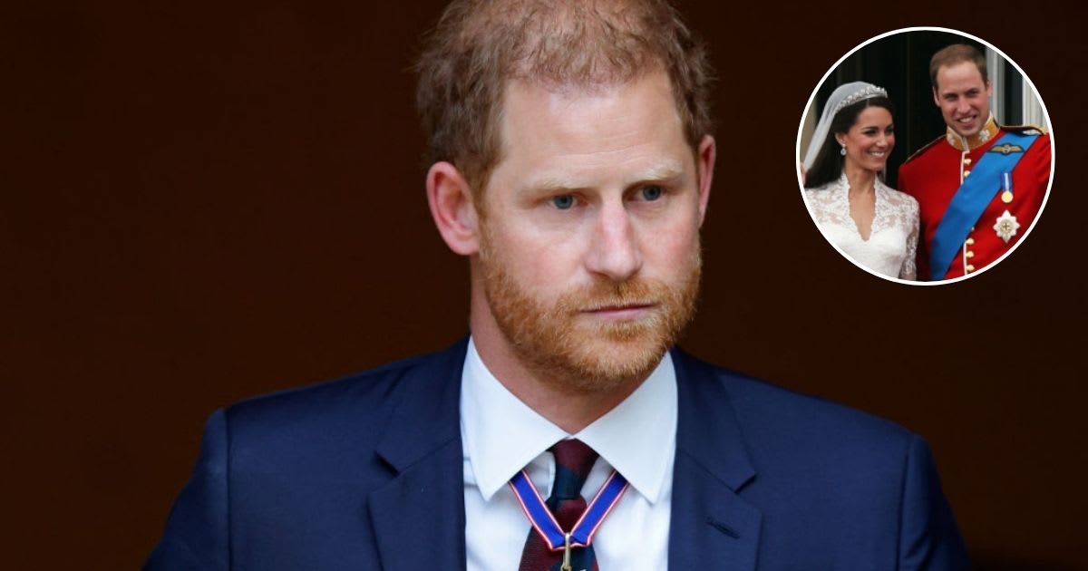Prince Harry attends The Invictus Games Foundation 10th Anniversary Service; (Inset) Prince William and Kate Middleton during their 2011 wedding. Cover Image Source: Getty Images | Max Mumby/Indigo; (Inset) Peter Macdiarmid
