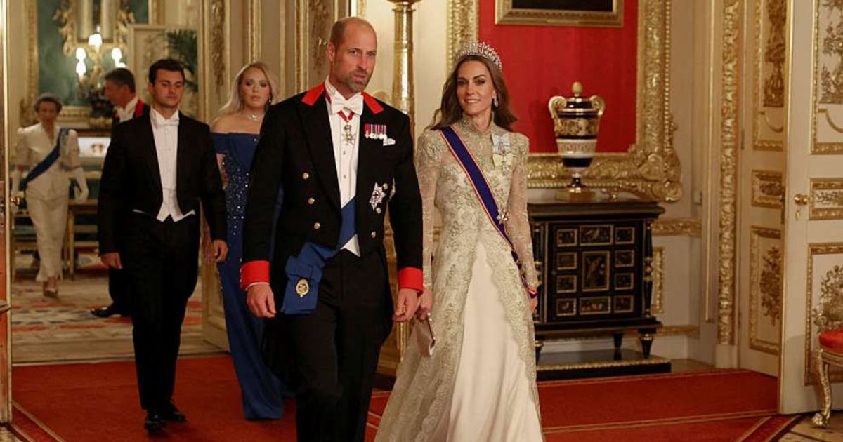Prince William and Kate Middleton walk to attend Trump's State Banquet at Windsor Castle. (Cover Image Source: Getty Images| Phil Noble - WPA Pool)