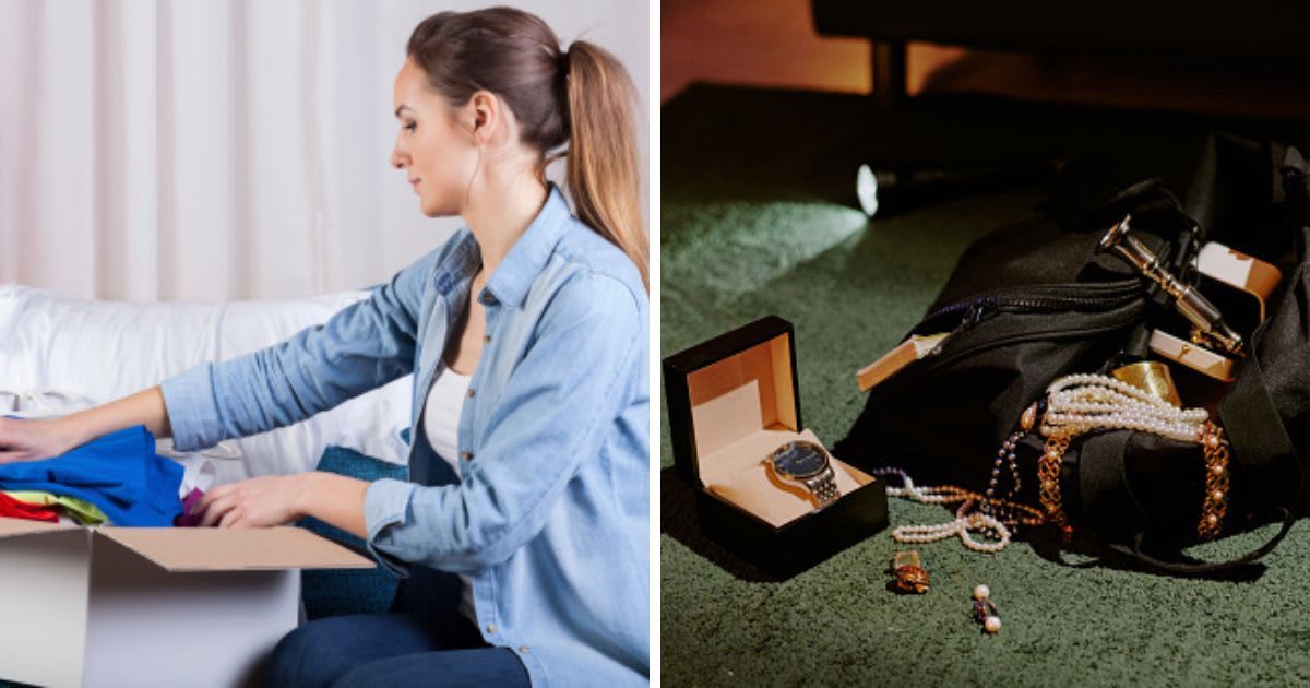(L) Lady packing clothes into box, (R) Huge black bag full of golden accessories. (Representative Cover Image Source: Getty Images | (L) Katarzyna Bialasiewicz, (R) AnnaStills)
 