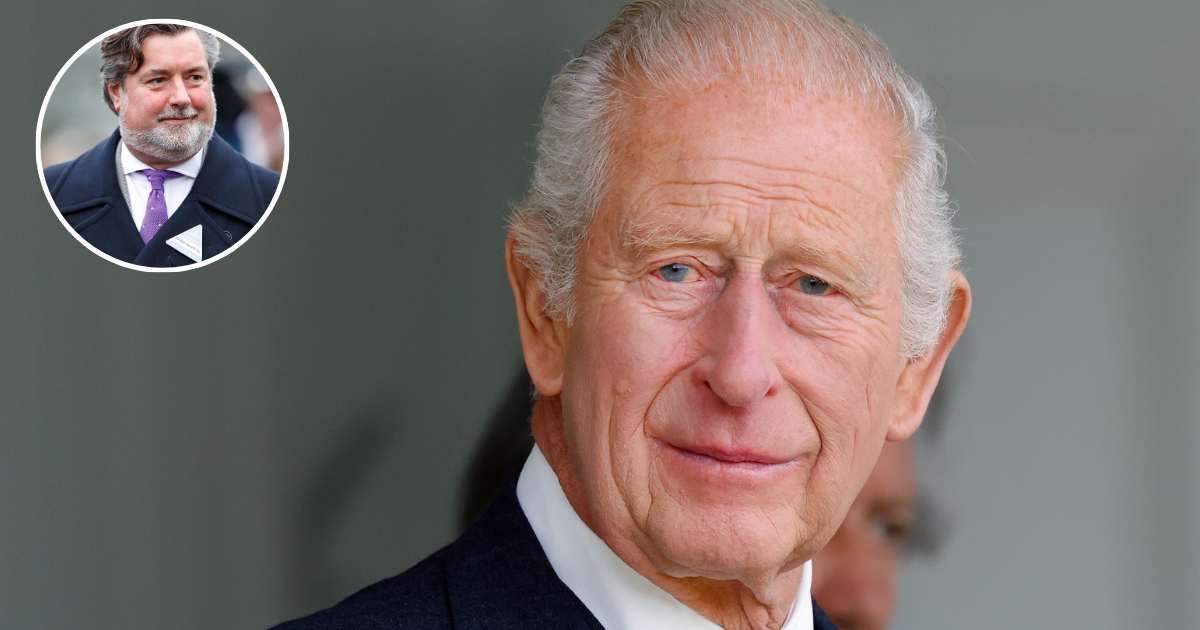 King Charles III wearing a black tie following the death of Katharine, Duchess of Kent; (Inset) Michael Fawcett. Cover Image Source: (both) Getty Images | Max Mumby/Indigo