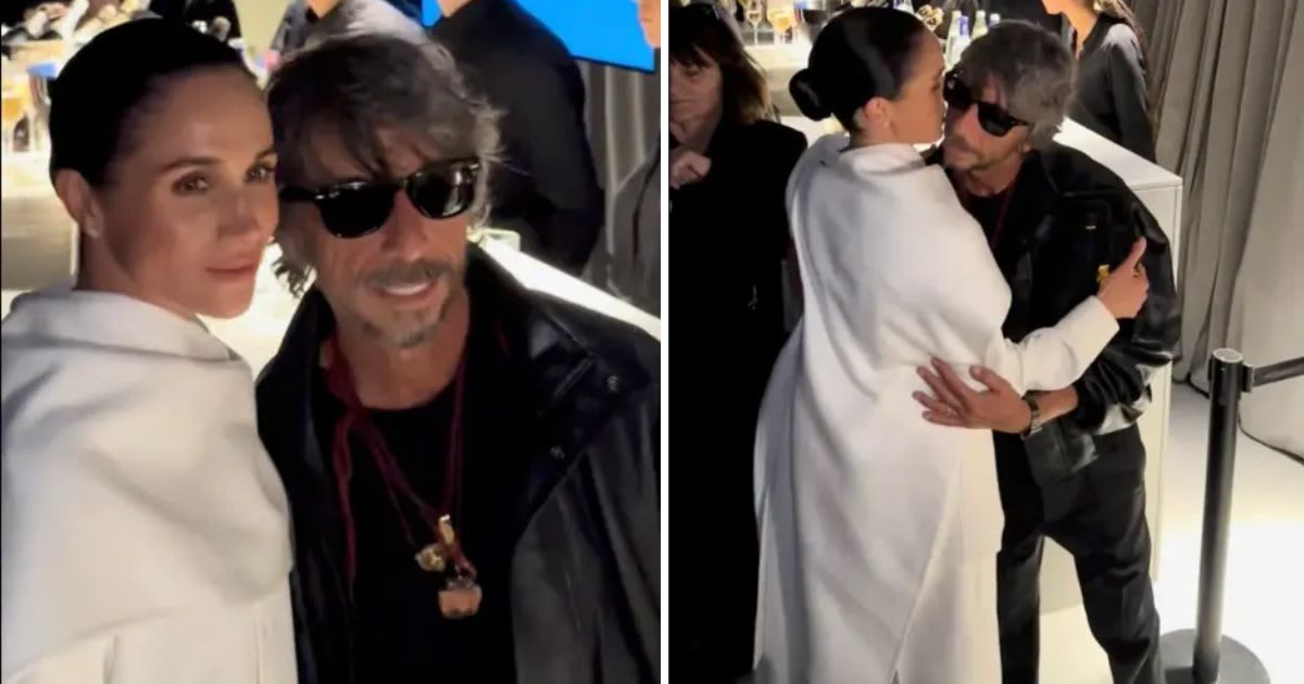 (L) Meghan Markle poses with Italian designer Pierpaolo Piccioli; (R) Meghan Markle hugs Pierpaolo Piccioli at Paris Fashion Week. Cover Image Source: (L&R) TikTok | @saintleon
