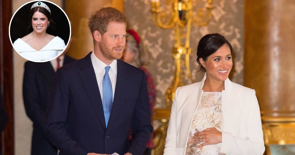 Meghan Markle and Prince Harry attend a reception to mark the fiftieth anniversary of the investiture of the Prince of Wales; (Inset) Princess Eugenie leaves St. George's Chapel. Cover Image Source: Getty Images | Dominic Lipinski; (Inset) Max Mumby