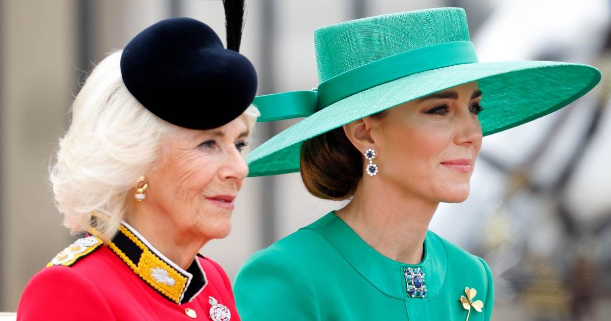 Queen Camilla (Colonel of The Grenadier Guards) and Catherine, Princess of Wales (Colonel of The Irish Guards) depart Buckingham Palace in a horse-drawn carriage. (Cover Image Source: Getty Images | Max Mumby/Indigo)