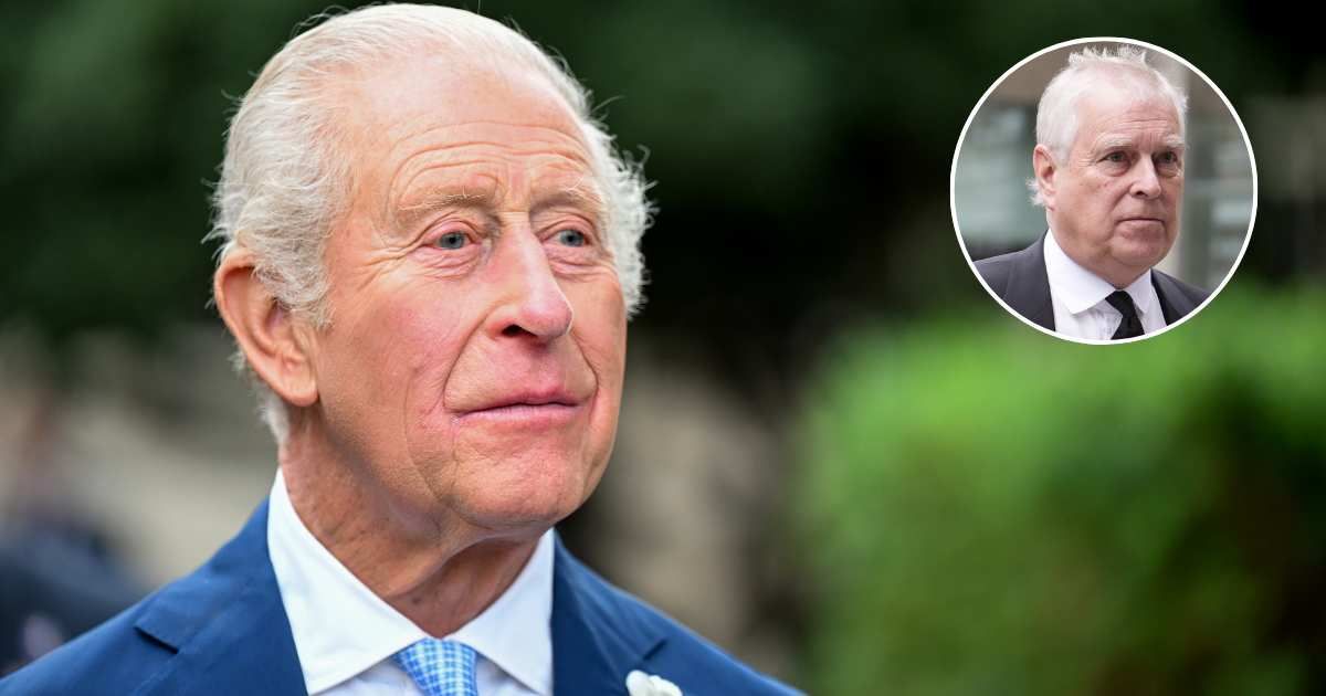 King Charles attends a garden reception in celebration of the day’s ecumenical services; (Inset) Prince Andrew arrives for the Requiem Mass service for the Duchess of Kent. Cover Image Source: Getty Images | Samir Hussein/Wireimage; (Inset) Jordan Pettit