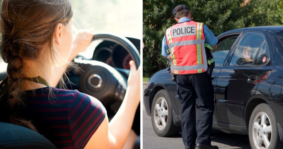 (L) Rear view of teenage girl driving car, (R)  Police writing a speeding ticket. (Representative Cover Image Source: Getty Images | (L) Cavan Images, (R) ImageegamI)