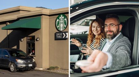 Couple rolled down their window at a Starbucks drive-thru to check on a clueless woman — seconds later, she handed them a life-changing gift
