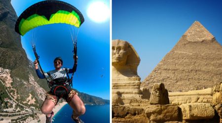Paraglider spotted something strange moving atop a 136-meter pyramid — but when he zoomed in, what he saw left him speechless