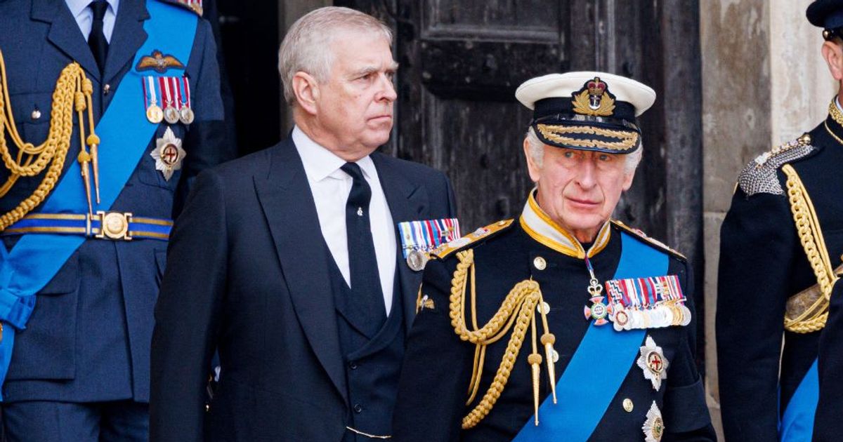 King Charles and Andrew Mountbatten Windsor step out of church. (Cover Image Source: Getty Images | Patrick van Katwijk)