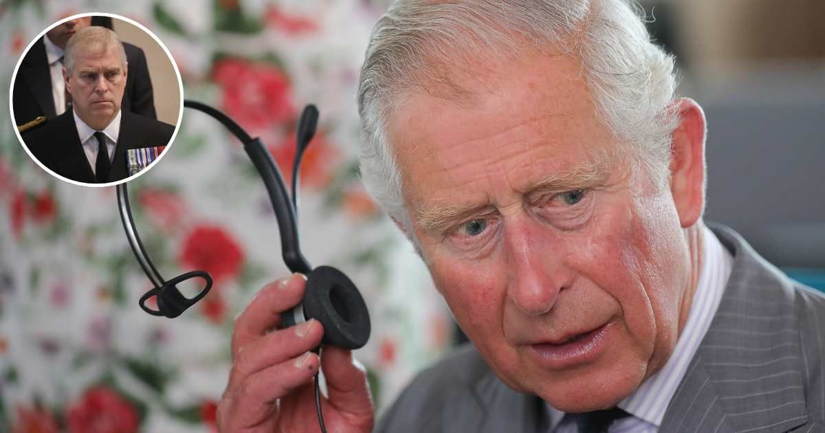 King Charles listens in to a telephone call during a visit to Moneypenny Ltd; (Inset) Andrew Mountbatten Windsor attends a commemoration service at Manchester Cathedral. Cover Image Source: Getty Images | (both) Christopher Furlong