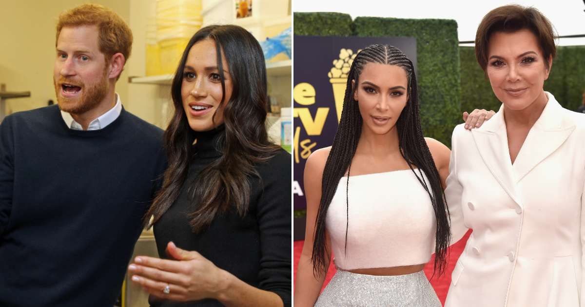 (L) Prince Harry and Meghan Markle during their visit to Social Bite; (R) Kim Kardashian and Kris Jenner attend the 2018 MTV Movie and TV Awards. Cover Image Source: Getty Images | (L) Owen Humphreys - WPA Pool; (R) Jeff Kravitz/FilmMagic