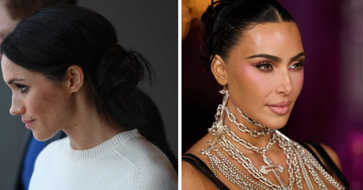 (L)Meghan Markle visits the Titanic maritime museum; (R)Kim Kardashian attends the "All's Fair" London Premiere. (Cover Image Source: Getty Images | (L)Andrew Parsons; (R)Gareth Cattermole)