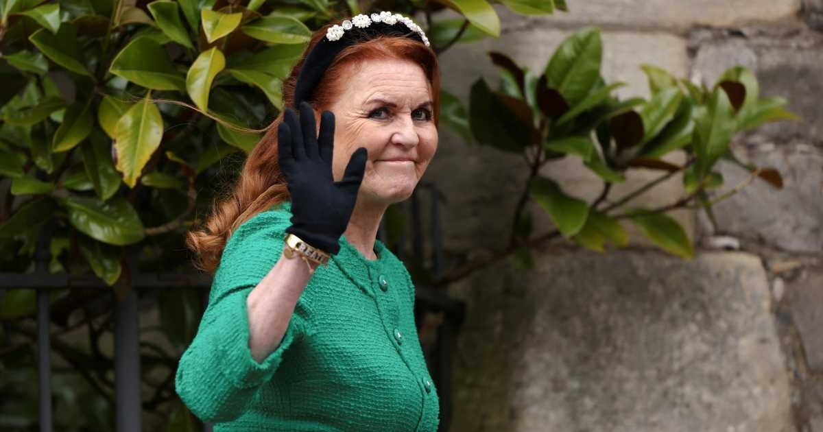 Sarah Ferguson waves as she leaves after attending the Easter Mattins Service at St. George's Chapel, Windsor Castle, on March 31, 2024, in Windsor, England. (Cover Image Source: Getty Images | Hollie Adams - WPA Pool)