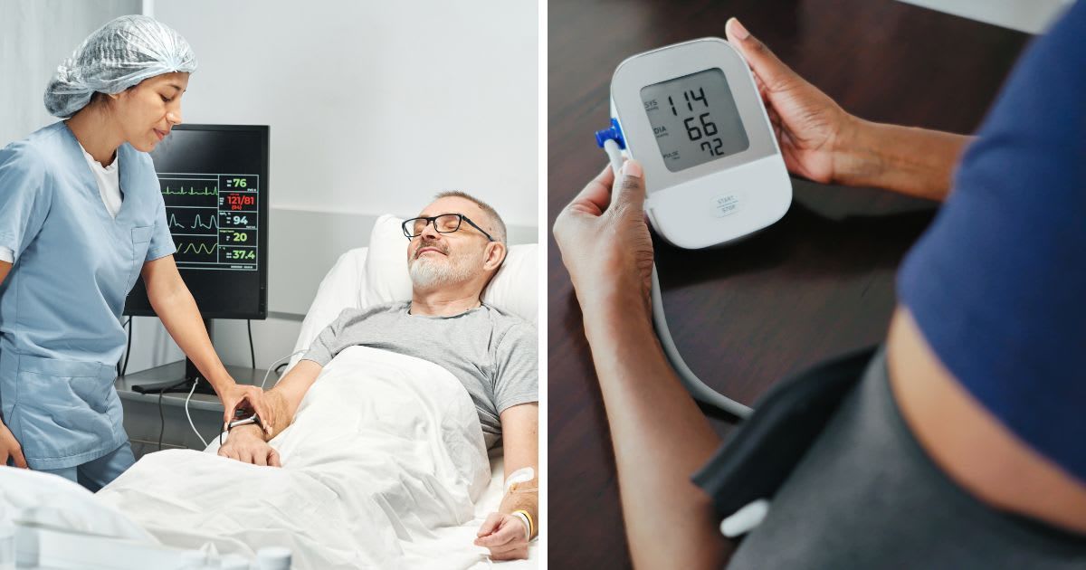 (L) A male patient using HRM device in hospital room, (R) Woman Monitors Her Blood Pressure. (Representative Cover Image Source: Getty Images | (L) Grace Cary, (R) mediaphotos)