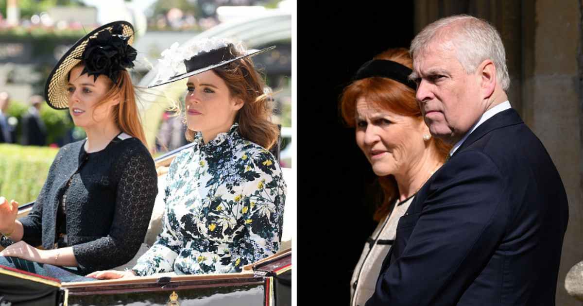 Princess Beatrice and Princess Eugenie attend Royal Ascot D (L); Sarah Ferguson and Andrew MW attends the Easter Sunday Mattins Service at St George's Chapel on April 20, 2025 in Windsor (R) (Image Source: Getty Images | Karwai Tang/WireImage)