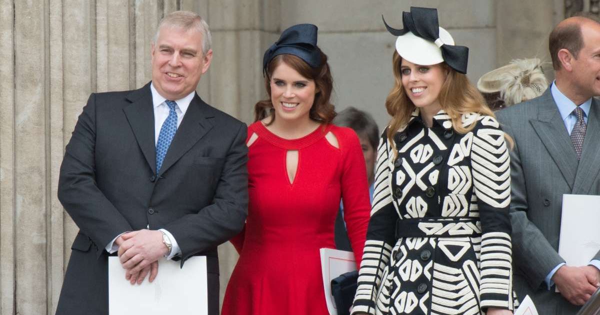 Prince Andrew, Duke of York, Princess Eugenie and Princess Beatrice attend a National Service of Thanksgiving as part of the 90th birthday celebrations for The Queen. (Image Source: Getty Images | Zak Hussein - Corbis)