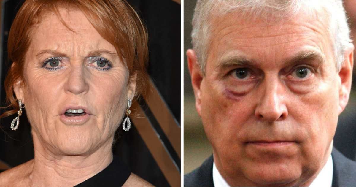  BFI Gala Dinner & Auction held at The Guildhall, Gresham Street, London, Here: Sarah Ferguson (L); Andrew M-W  leaves funeral service of Patricia Knatchbull (R) | Image Source: Getty Images | Justin Goff Photos (L); Mark Richards (R)